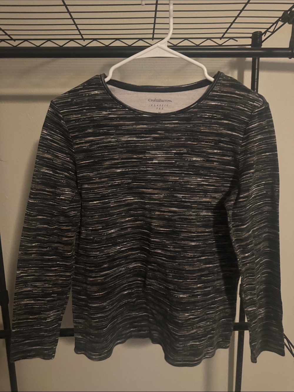 croft & barrow Black Heather Long Sleeve Crewneck Top